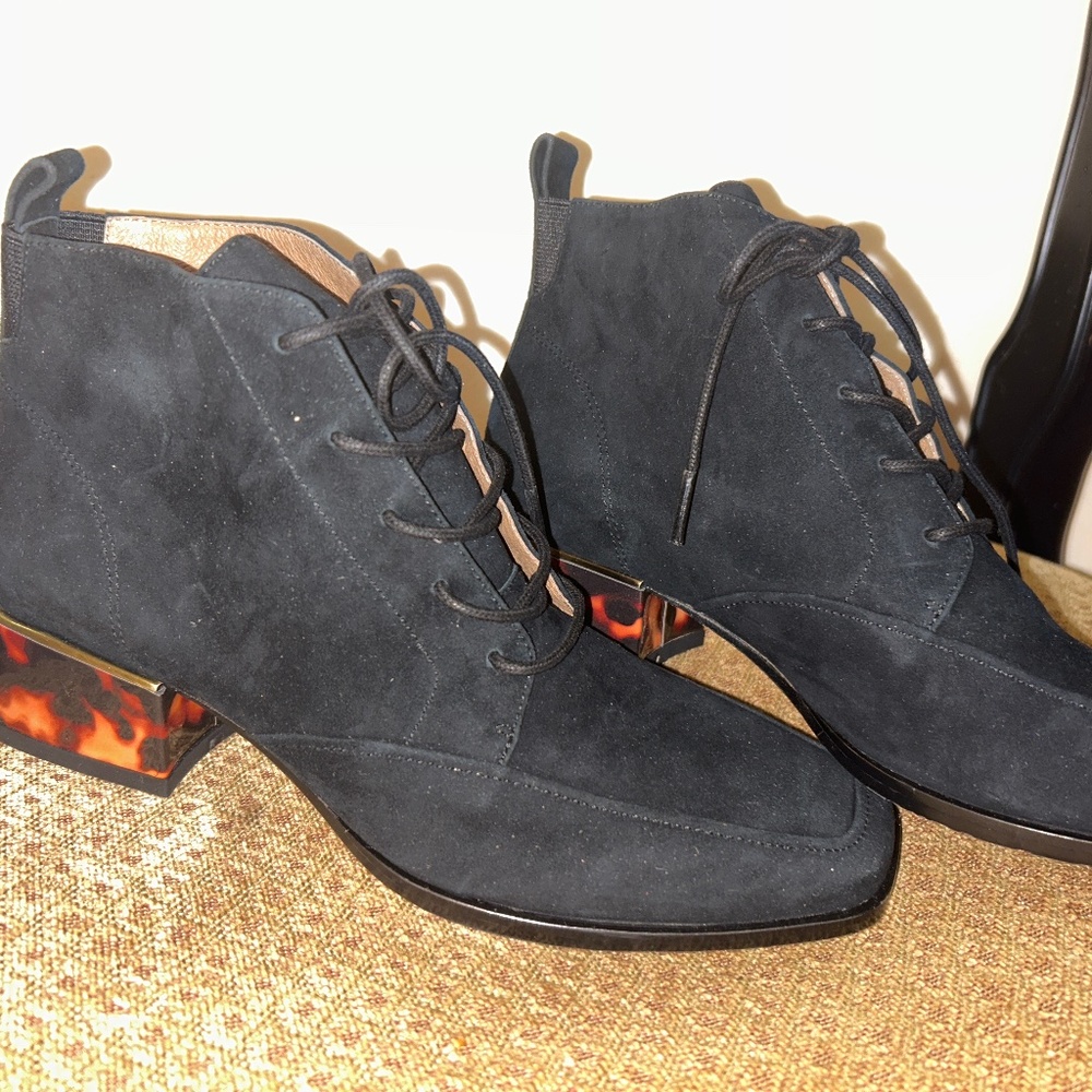 BRAND NEW ALL REAL SUEDE booties with lace!